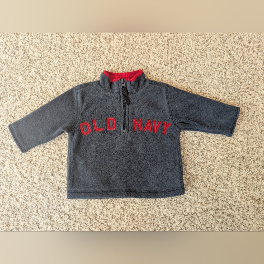Old Navy Logo Fleece Jacket Navy Red Boys 3-6 Mon NWOT Buffalo Bills Colors